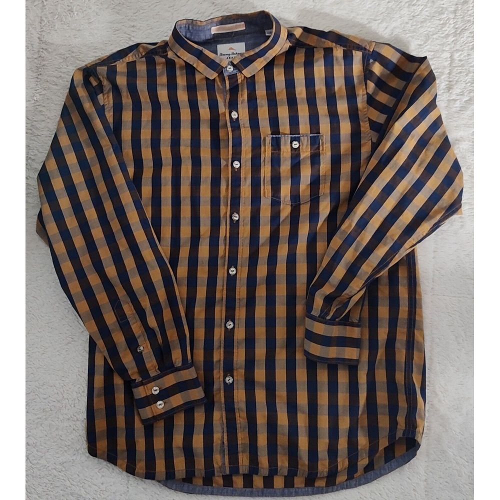 Tommy Bahama Jeans Shirt Mens Large Plaid Button Down Long Sleeve Island Crafted
